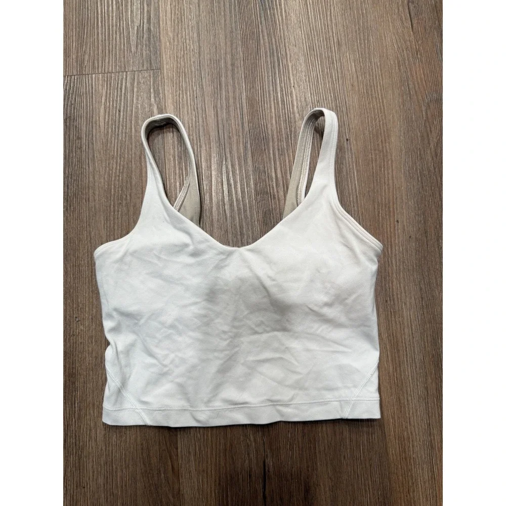 Lululemon Align Tank Top White Nulu Cropped Yoga Bra LW1CNBS Size 4